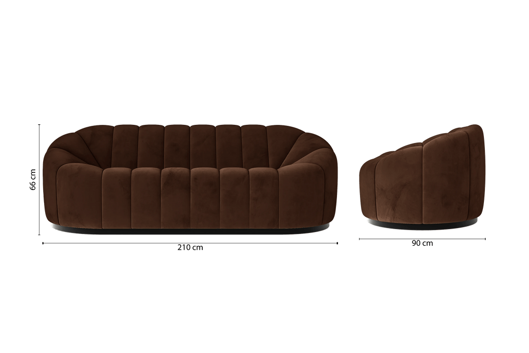 Columbia 3 Seater Sofa Coffee Brown Velvet
